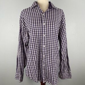 Bristol & Bull Purple Fitted Gingham Button Down Shirt Size L EUC